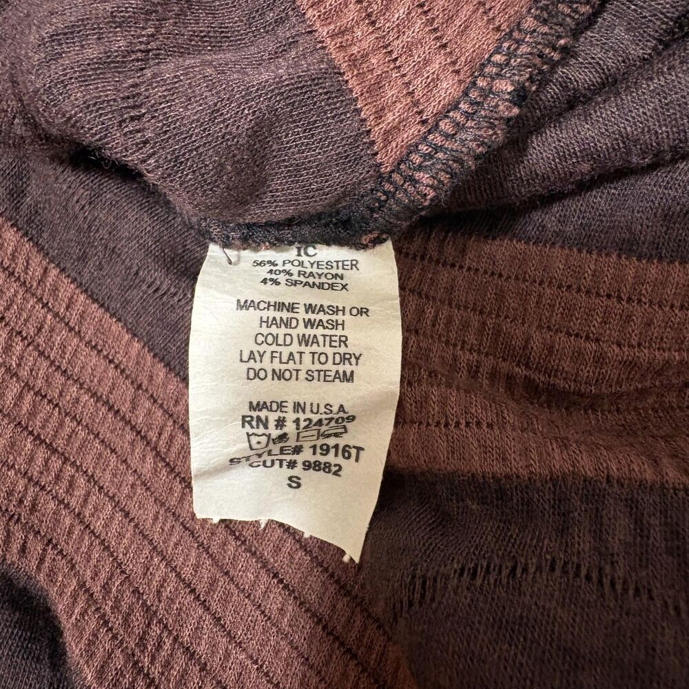IC By Connie K Tunic Blouse Womens Small Brown Striped Pocket Zip 3/4 Sleeve Top - Picture 5 of 5